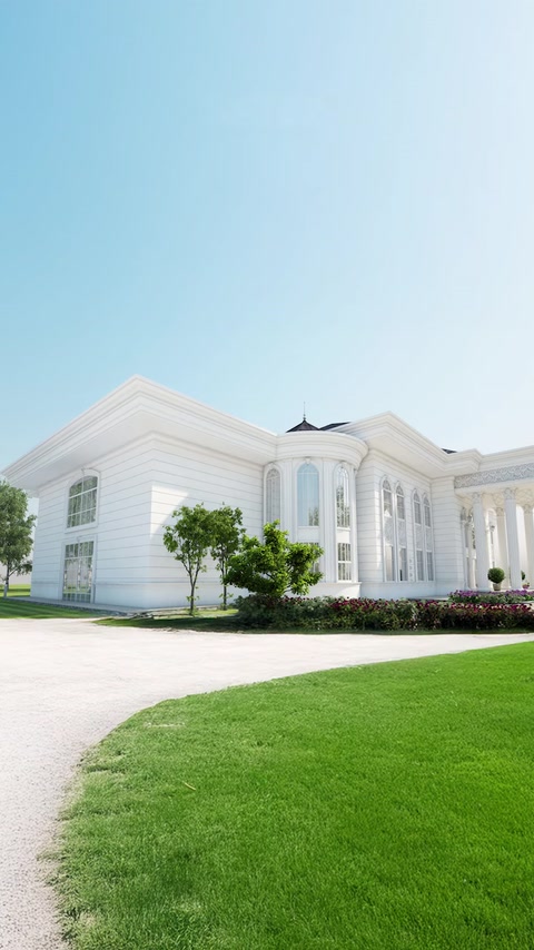 Completed facade design featuring curved windows and floor lines