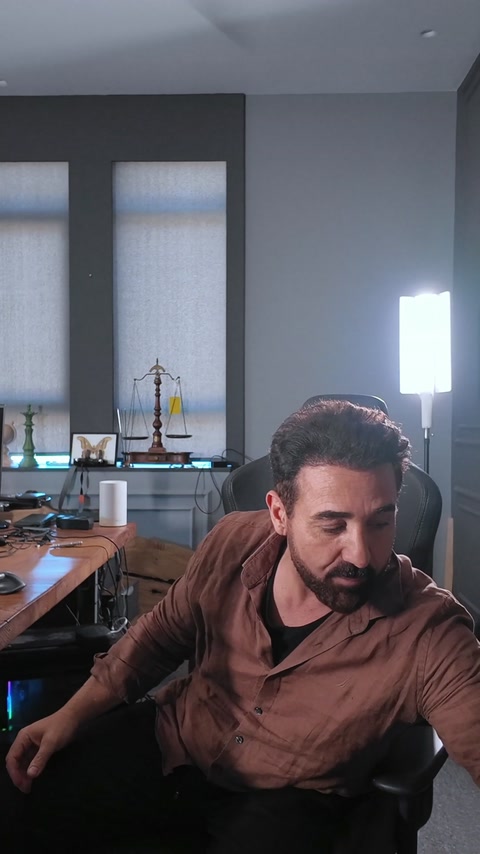 Il presentatore è seduto alla scrivania mentre presenta il progetto del portale nuziale di Tokat