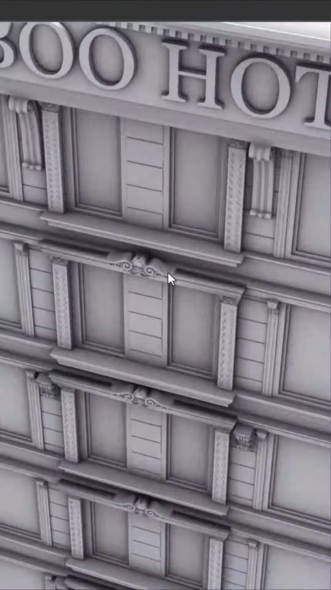Nel lavoro di facciata tridimensionale sono presenti la segnaletica dell'hotel e i profili decorativi.