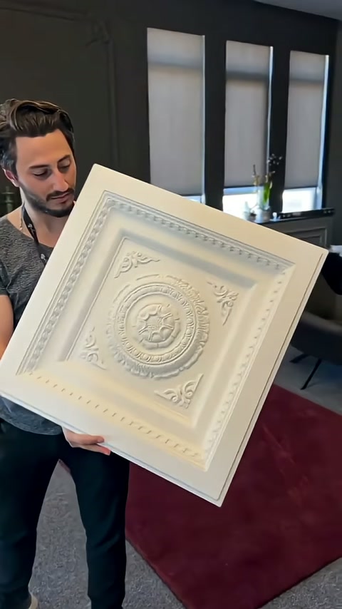 Embossed panel brought close to camera to reveal decoration depth.