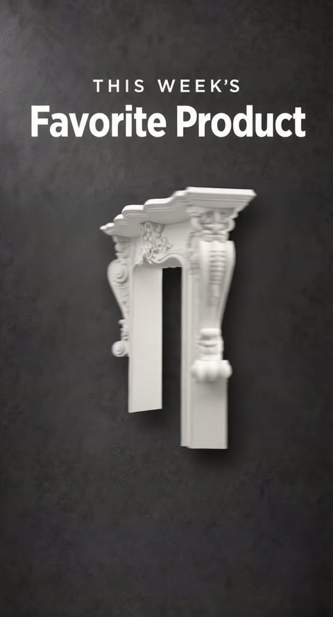 A distant side angle reveals the freestanding mantel's projecting details.