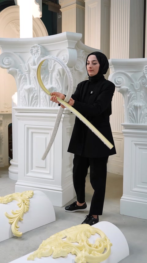 Rigid and flexible mouldings are held together to show their structural differences.