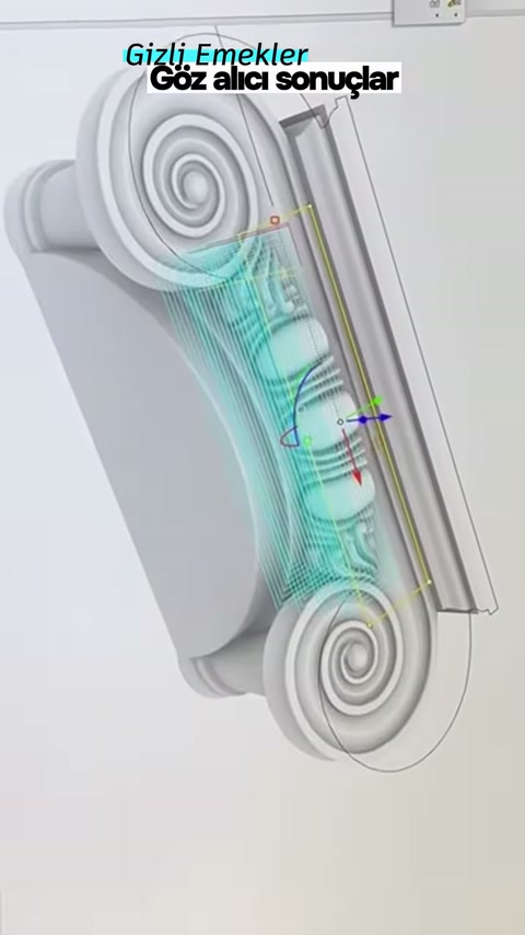 Ionic capital's voluted digital design displayed open on the computer screen