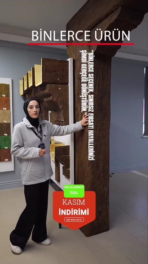 Esposizione di esempi di travi decorative effetto legno