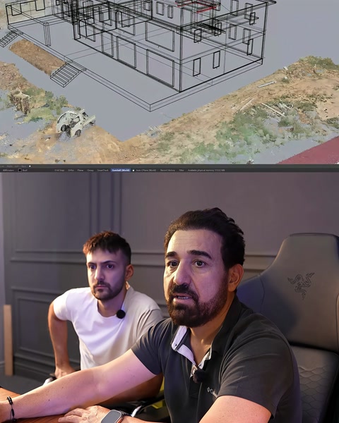 The initial three-dimensional model of the villa on the land