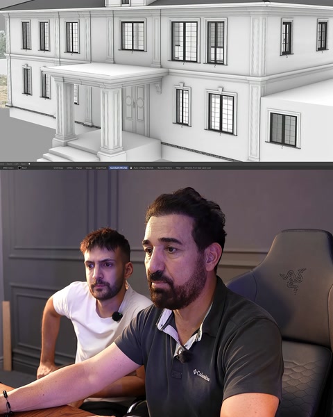 Windows, the entrance, and facade details are created in the model