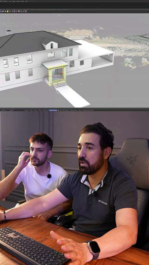The main entrance area is marked on the solid model for design