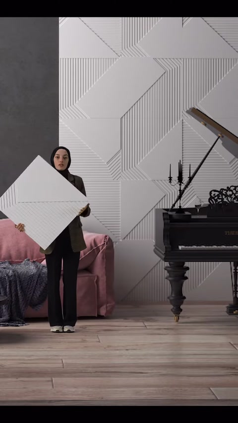 La superficie con motivo di un pannello posizionato diagonalmente mostrata in primo piano