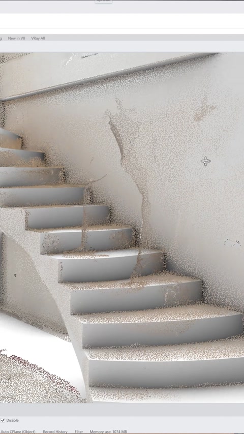 Point cloud view records individual steps and irregular wall surfaces