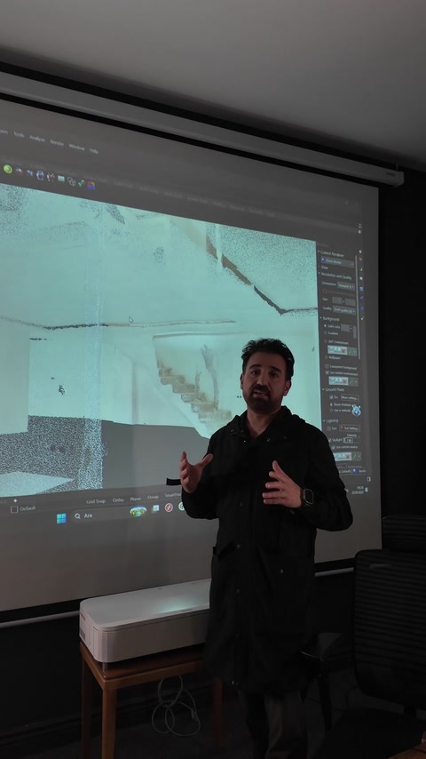 Presenter explains how scanned interior conditions become a solid model