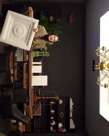 A square-shaped decorative dome model held by the presenter