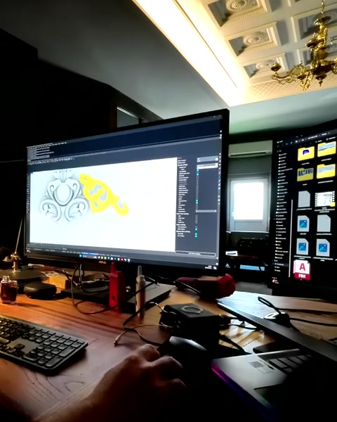 Kıvrımlı dekoratif motifin dijital modelleme ve düzenleme aşaması