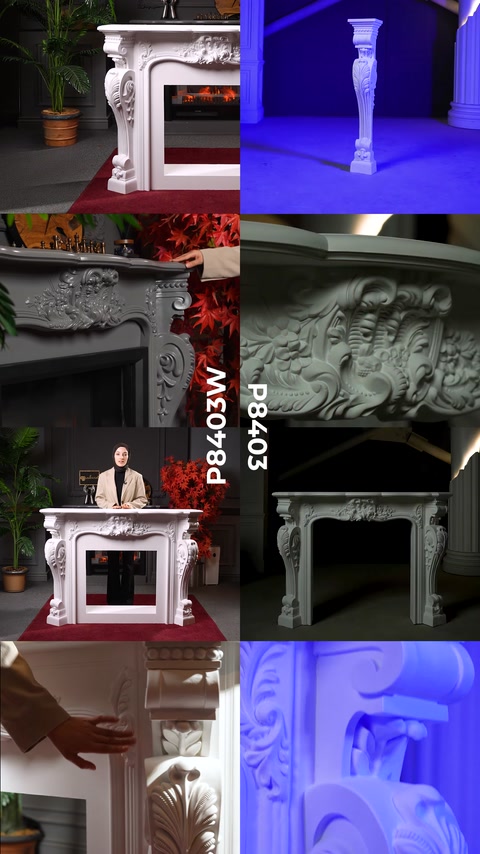 P8403 and P8403W Decorative Fireplace Models with and without Firebox Opening
