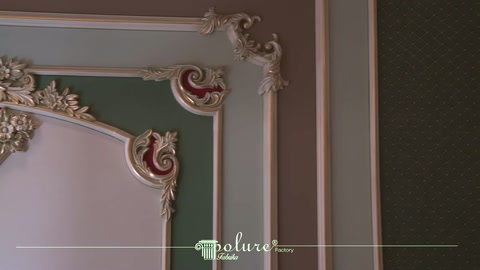 Finished corner joint of rebated trim displayed in a classical interior setting
