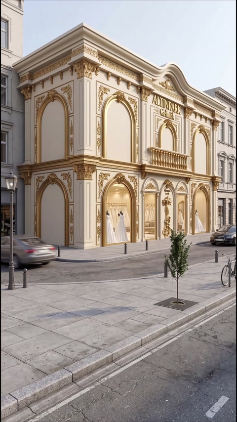 Ornate multi-storey facade featuring arched windows and decorative surrounds