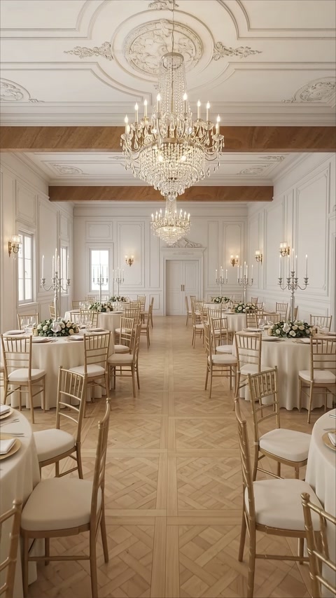 La sala da pranzo formale mette in risalto i roasoni, le modanature e i lampadari in cristallo