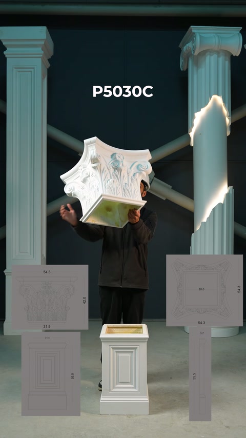 This video shows the inner and lower sections of a square-based column capital.