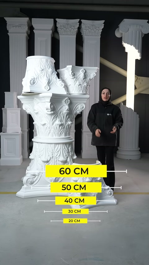 Sarı ölçü etiketleri çeşitli boylardaki beyaz başlıkları karşılaştırıyor