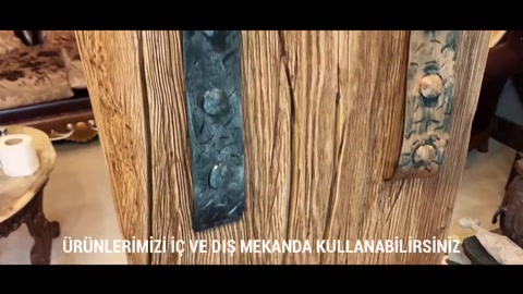 Rustik kiriş yüzeyinde koyu budak ve çatlak detayları