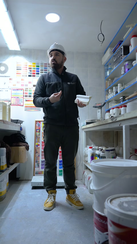 Laboratuvar sorumlusu, küçük numune ile beyaz kabı birlikte gösteriyor
