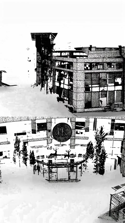 Ön cephe ve dairesel giriş bölümü tarama verisiyle modellenmiş