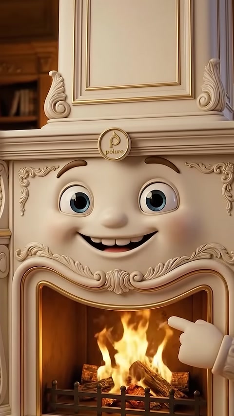 The raised frame and upper panel details of the classic fireplace are visible