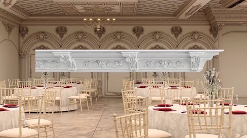 Ampio profilo di cornice decorativa in poliuretano con superficie ornamentale