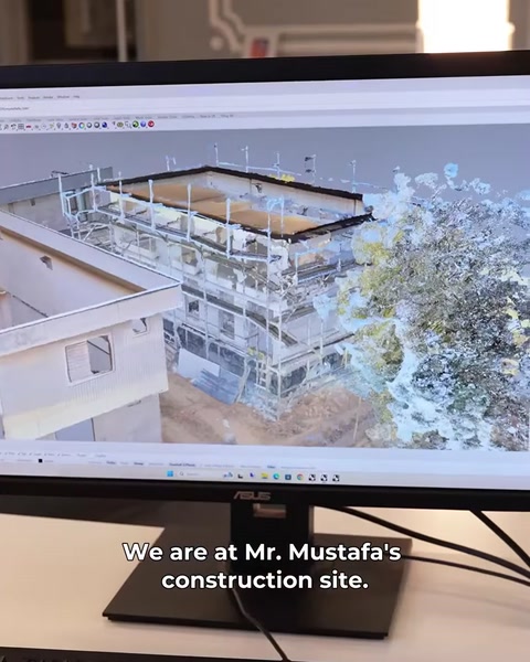 Lo schermo del computer mostra un modello digitale della villa