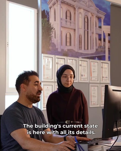 Una vista dettagliata della nuvola di punti cattura lo stato attuale dell'edificio
