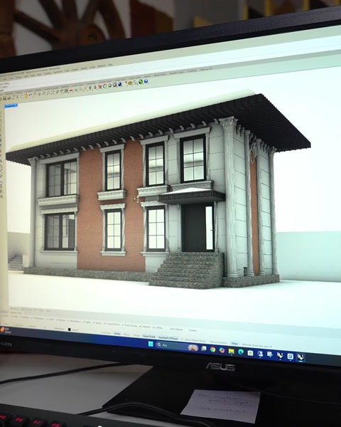 La visualizzazione finale della villa presenta il concetto completo di decorazione esterna