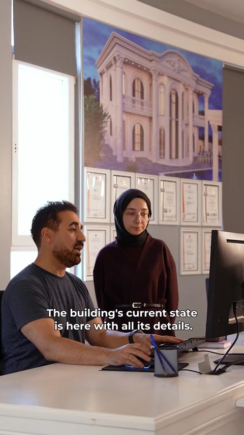 Una vista dettagliata della nuvola di punti cattura lo stato attuale dell'edificio