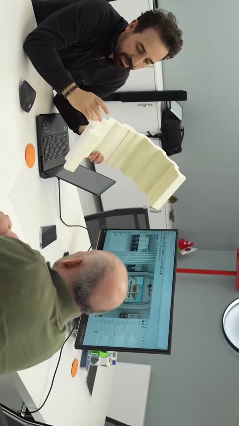 La forma curva di un fusto di colonna composto da più elementi viene mostrata a mano.