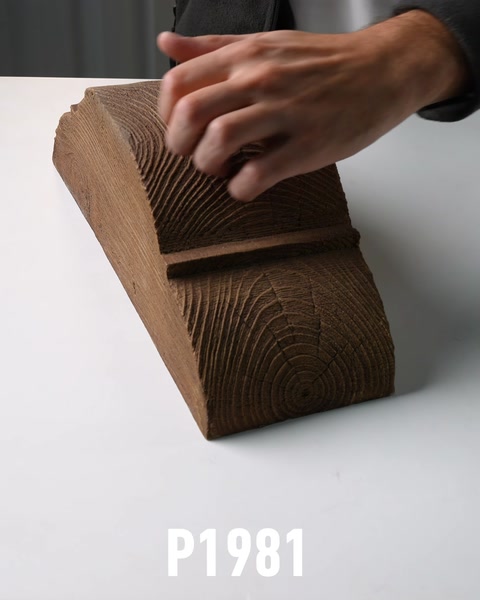 Wood-textured polyurethane corbel bracket shown from side angle