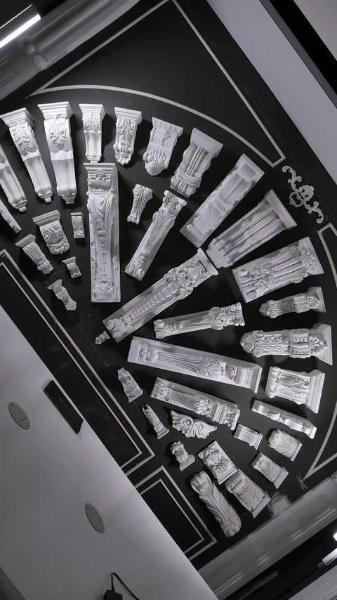 Extensive showroom collection of corbels capitals and ornamental profile samples
