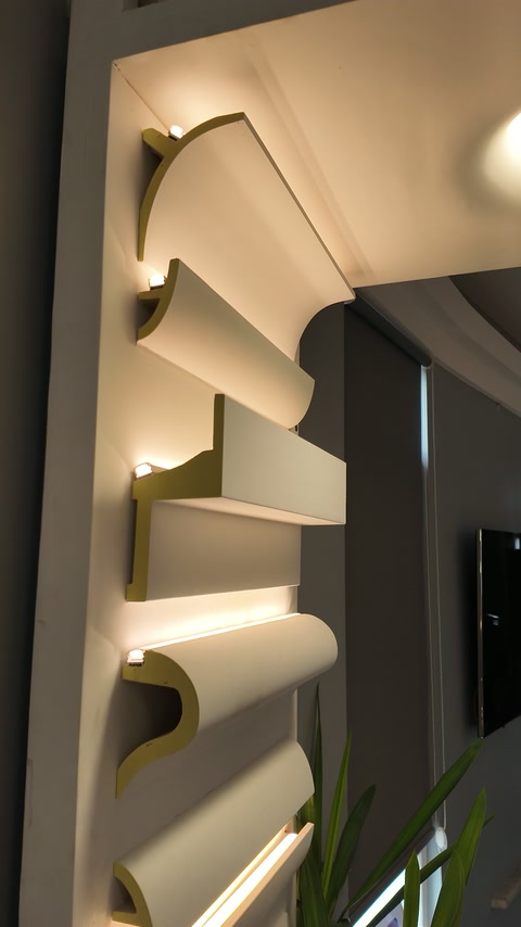 Illuminated curved profiles showing several contemporary decorative shapes