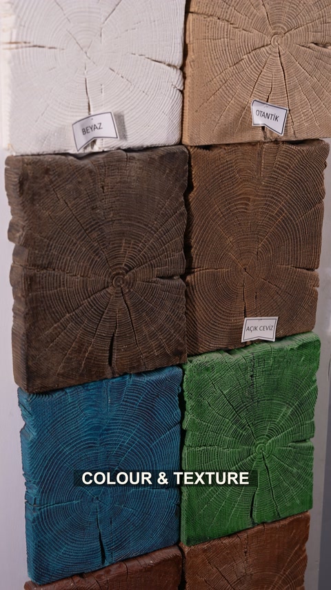 Embossed color and texture samples displayed in multiple painted finishes