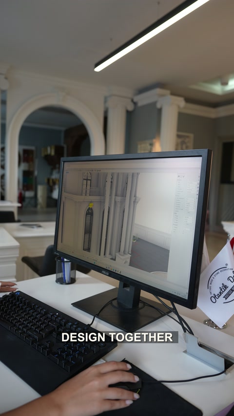 Computer screen showing a digital design for classical column elements