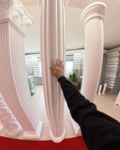 Close-up view of decorative fluted column surface texture
