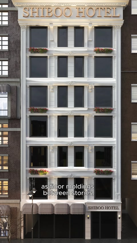 Horizontal string course application between floors on a multi-storey facade