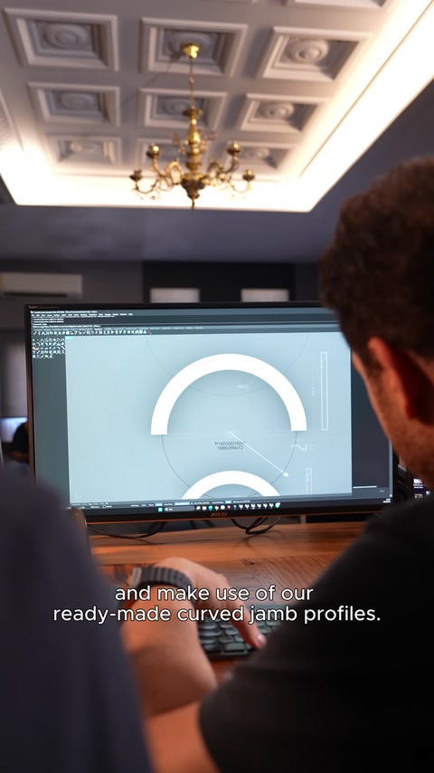 Modello tecnico tridimensionale di un profilo curvo in fase di preparazione sullo schermo del computer