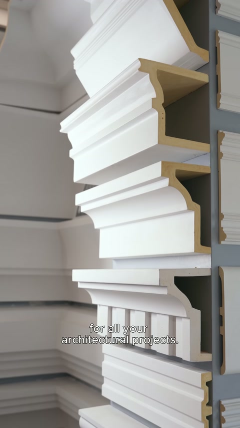 Vertical display showcasing classic lined and curved profile cross-sections.