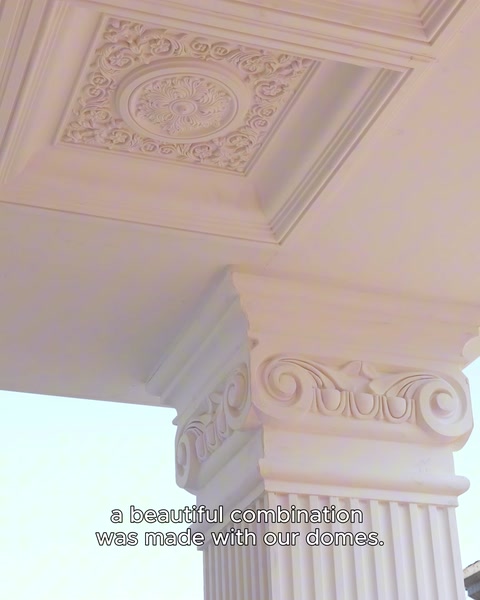 Close-up of a square ceiling dome and ceiling rose decoration