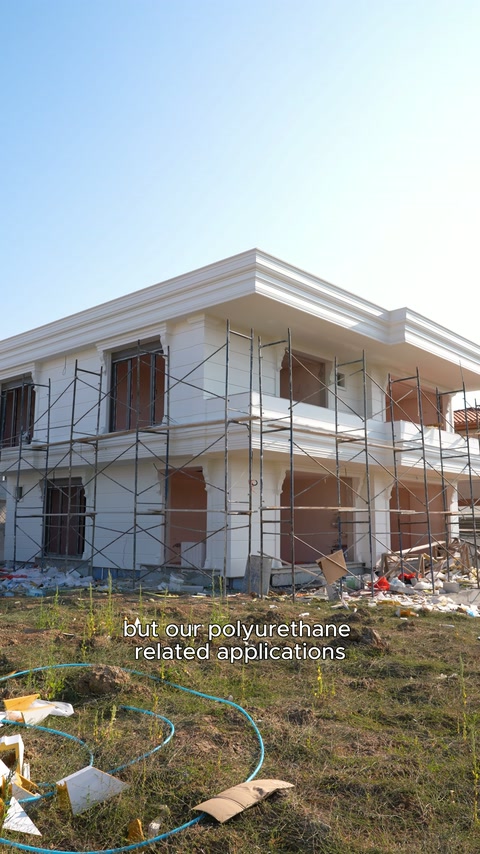 The exterior facade cladding on the scaffolded structure remains incomplete.