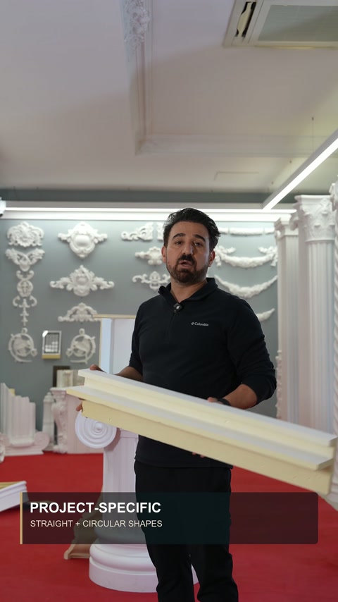Nel showroom è presentato un profilo diritto in poliuretano specifico per un progetto