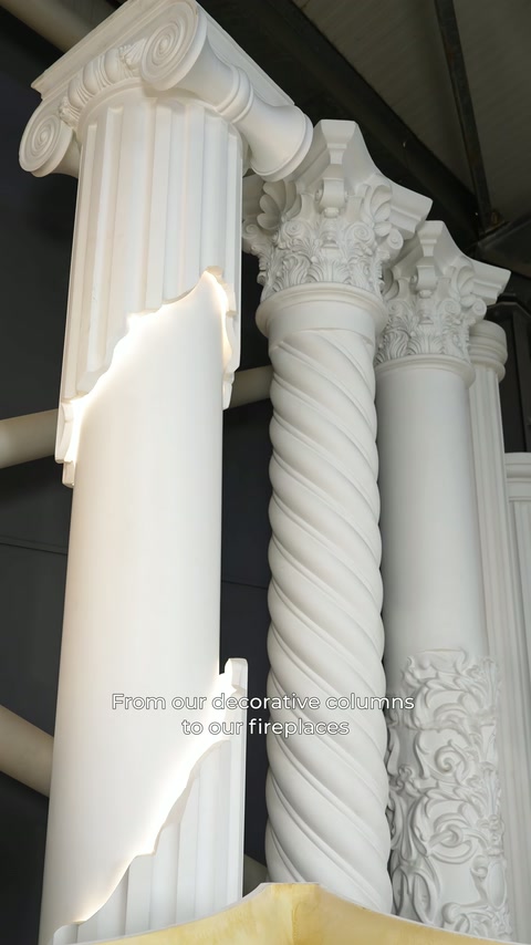 Classical column capitals and different shaft designs are shown in close detail.