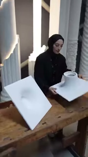Il pannello con sede circolare viene mostrato sul tavolo in posizione angolata