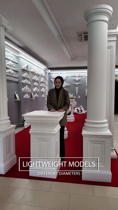 Dairesel sütunun başlık gövde ve kaide detayları görülüyor