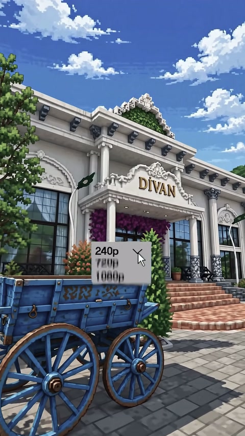 Wedding hall front section showing columned entrance and decorative cornice trim.