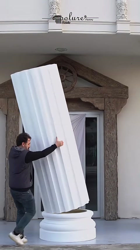 60 cm Dairesel Korint Sütun Başlığı, Desenli Ayak ve Yivli Sütun