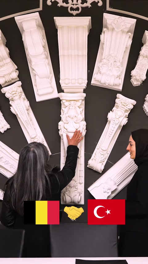 Farklı ölçü ve desenlerdeki dekoratif payanda örnekleri gösteriliyor